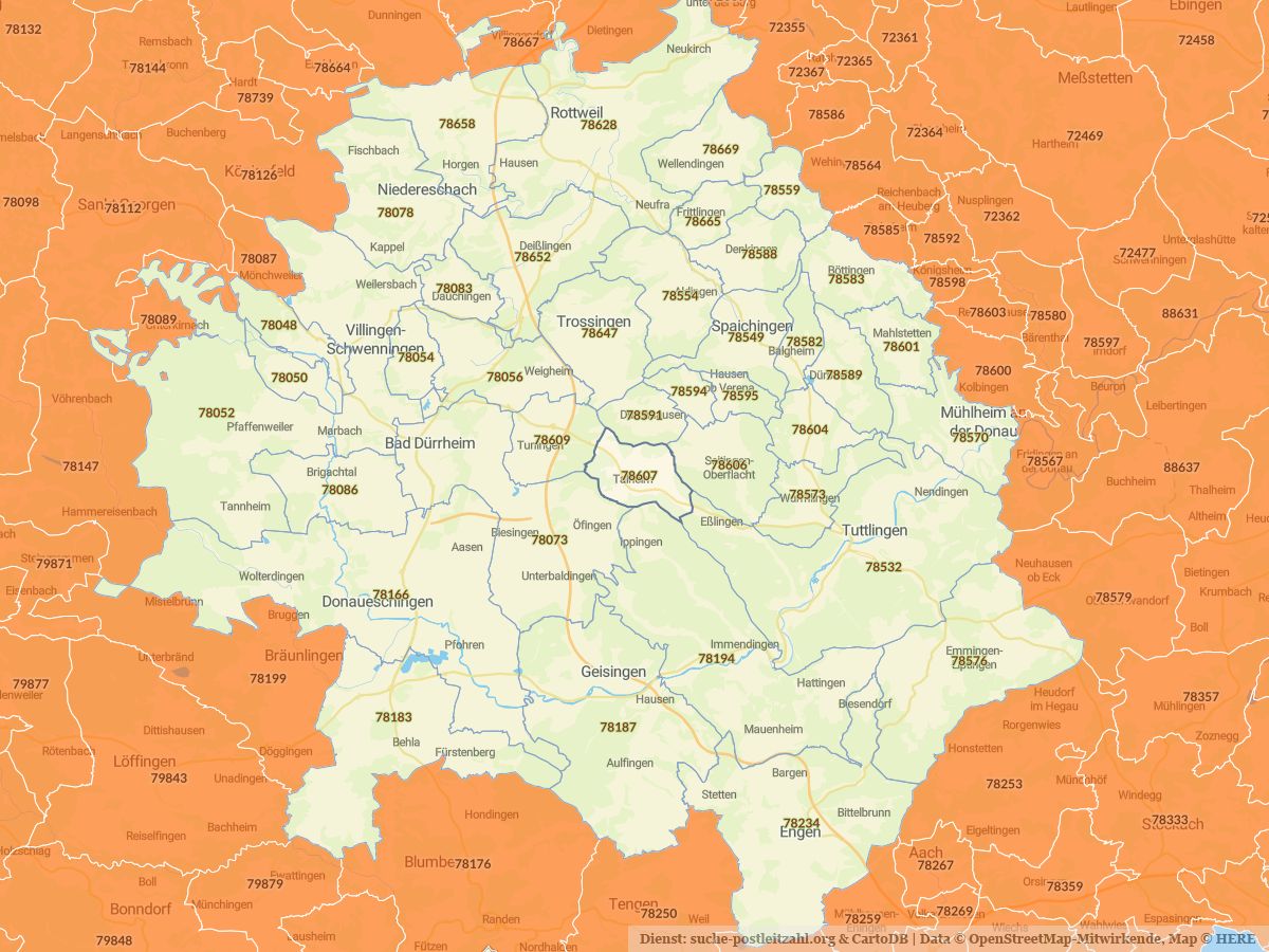 78607 Talheim (Kreis Tuttlingen) mit PLZ Karte und Straßenverzeichnis