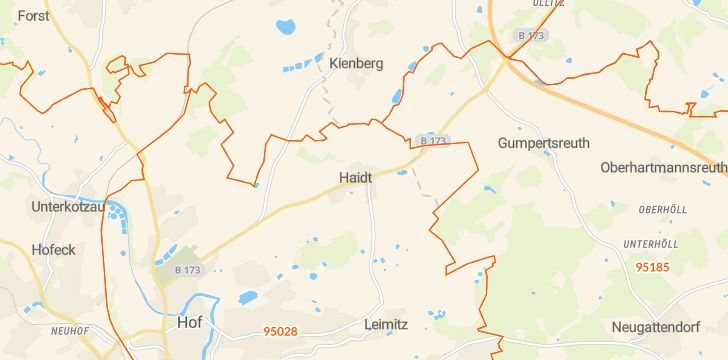 95028 Hof mit PLZ Karte und Straßenverzeichnis